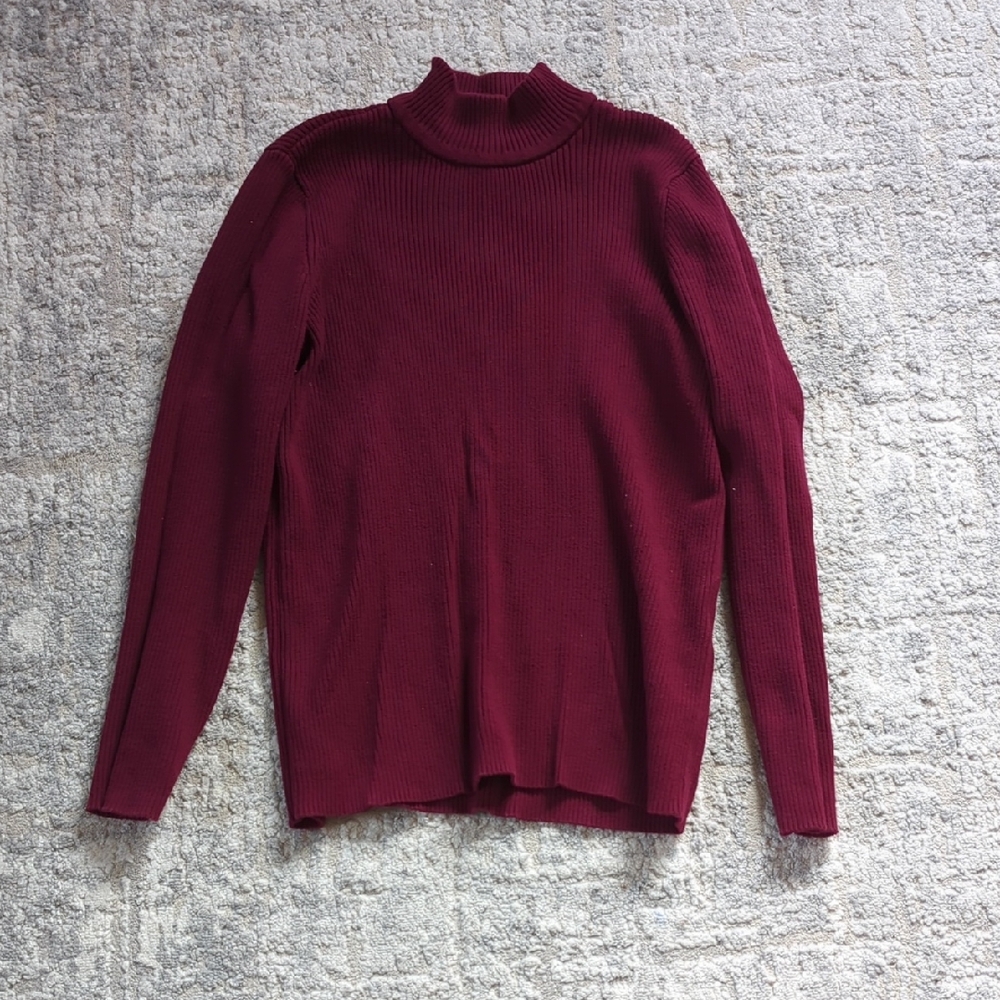 Karen Scott Red Ribbed Turtleneck Size Small